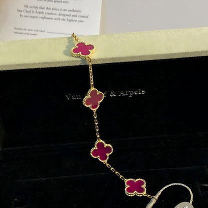 [Blue Tears Jewelry]NEW CLOVER 5 MOTIFS PINK ENAMEL BRACELET