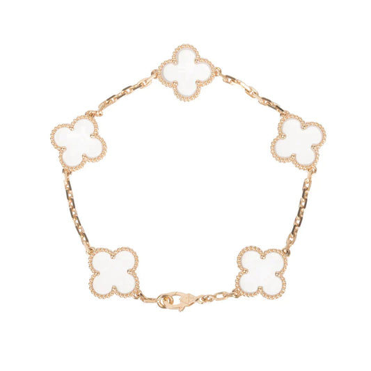 [BLUE TEARS]CLOVER 5 MOTIF ROCK CRYSTAL BRACELET