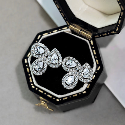 [Nova Jewelry]Ornate Flower Shape Pear Cut Lover Earrings