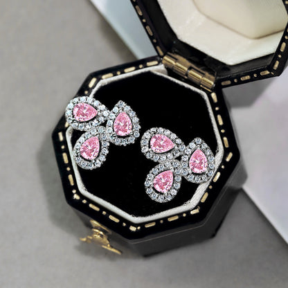 [Nova Jewelry]Ornate Flower Shape Pear Cut Lover Earrings