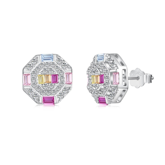 [Nova Jewelry]華やかでカラフルな八角形のデイリーイヤリング