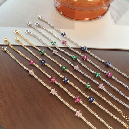 [Nova Jewelry]Sparkling Flower Shape Tennis Bracelet