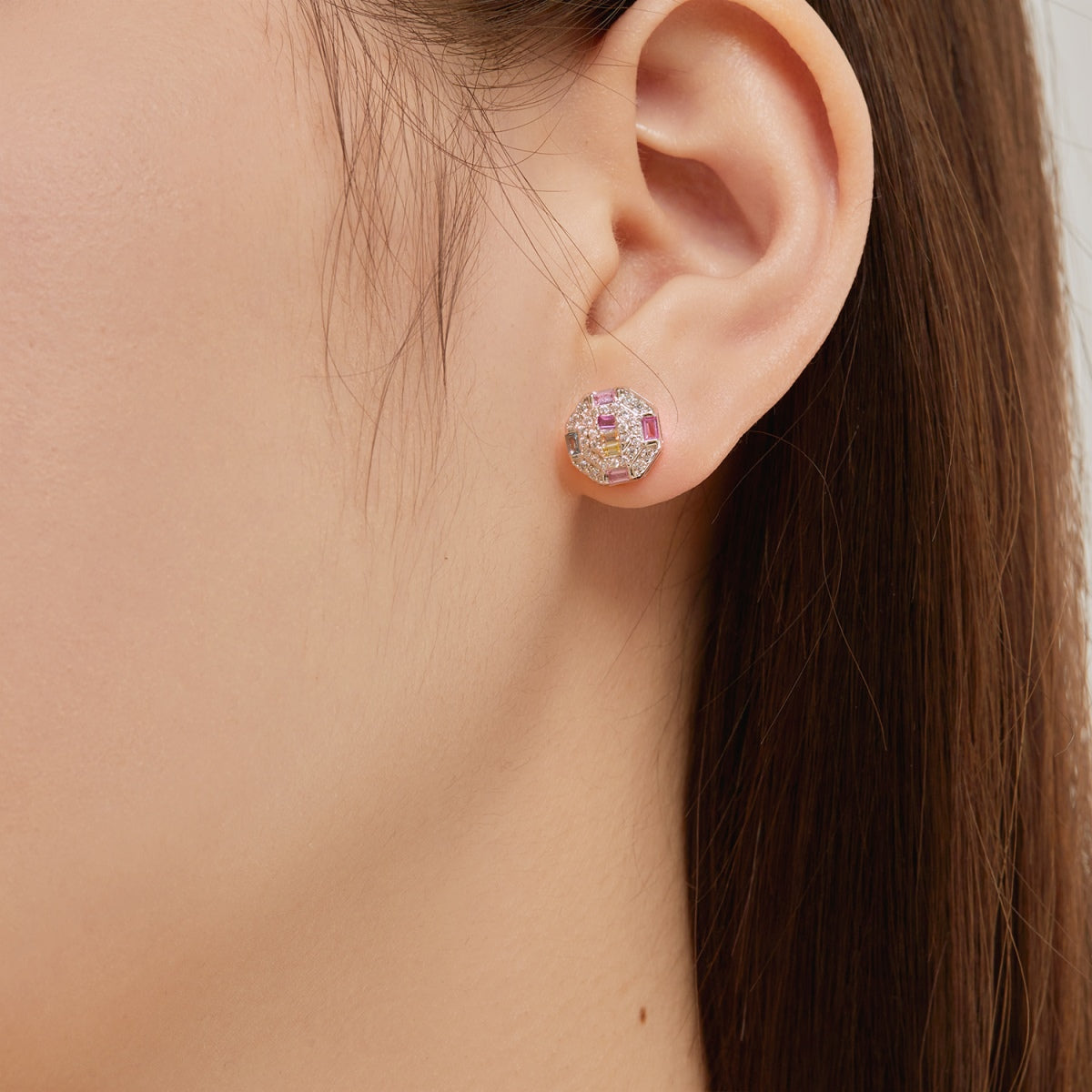 [Nova Jewelry]Ornate Colorful Octagon Shape Daily Earrings