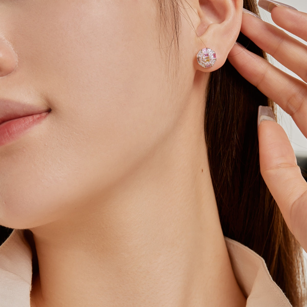 [Nova Jewelry]Ornate Colorful Octagon Shape Daily Earrings