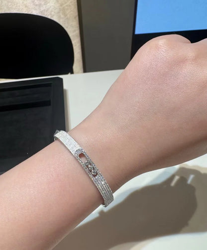 [BLAUE TRÄNEN]LIEBESARMBAND 6,1 MM 4 DIAMANTEN 