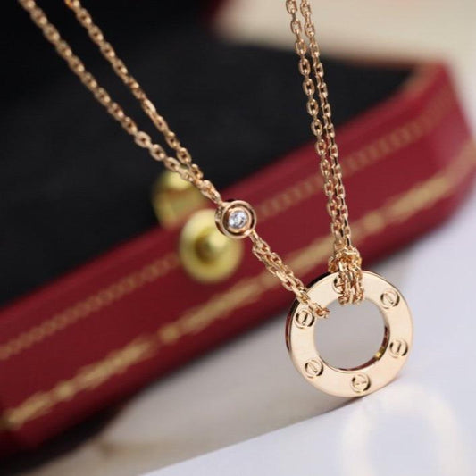 [BLAUE TRÄNEN]LIEBESHALSKETTE VERSTELLBAR ROSÉGOLD 2 DIAMANTEN 