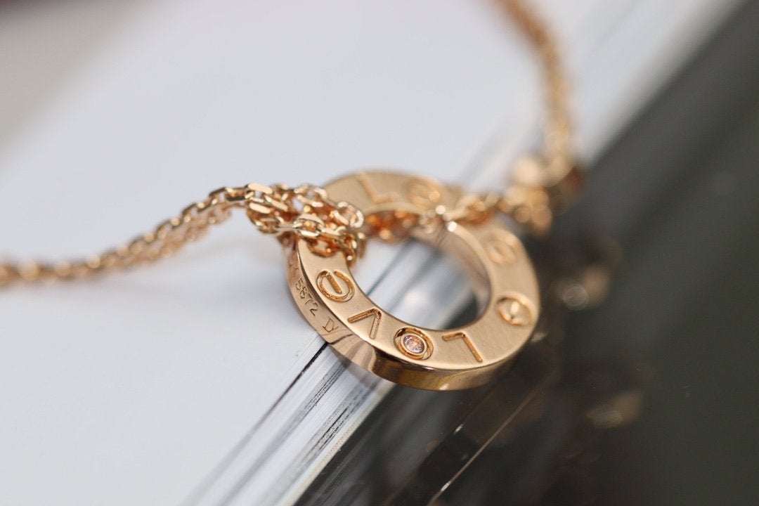 [BLAUE TRÄNEN]LIEBESHALSKETTE VERSTELLBAR ROSÉGOLD 2 DIAMANTEN 