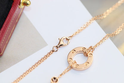 [BLAUE TRÄNEN]LIEBESHALSKETTE VERSTELLBAR ROSÉGOLD 2 DIAMANTEN 