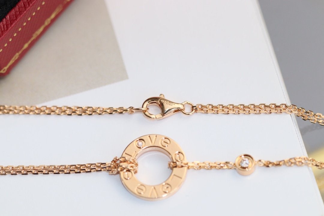 [BLAUE TRÄNEN]LIEBESHALSKETTE VERSTELLBAR ROSÉGOLD 2 DIAMANTEN 