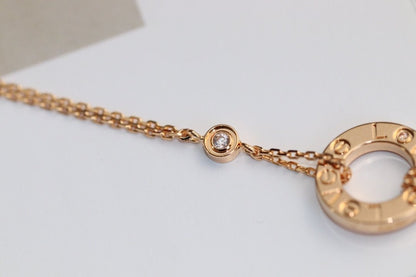 [BLAUE TRÄNEN]LIEBESHALSKETTE VERSTELLBAR ROSÉGOLD 2 DIAMANTEN 