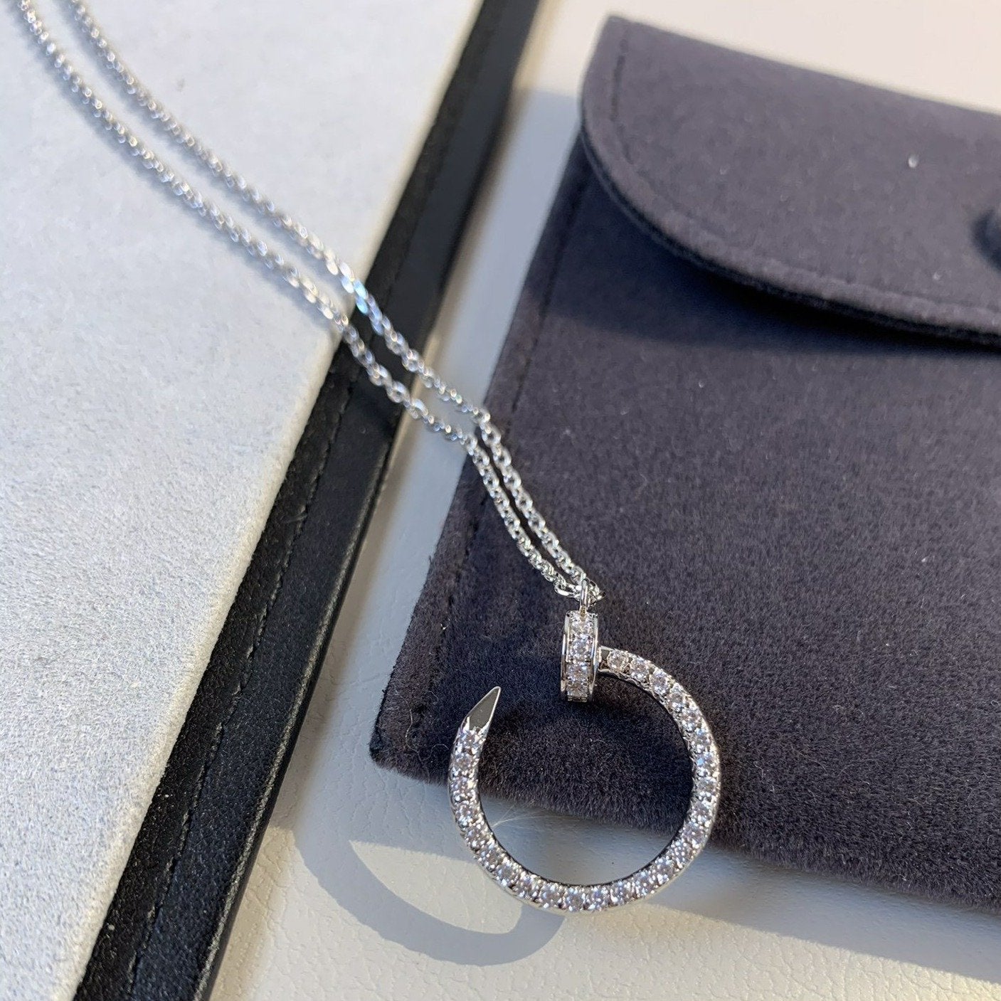 [BLAUE TRÄNEN]JUSTE HALSKETTE SILBER DIAMANTEN 