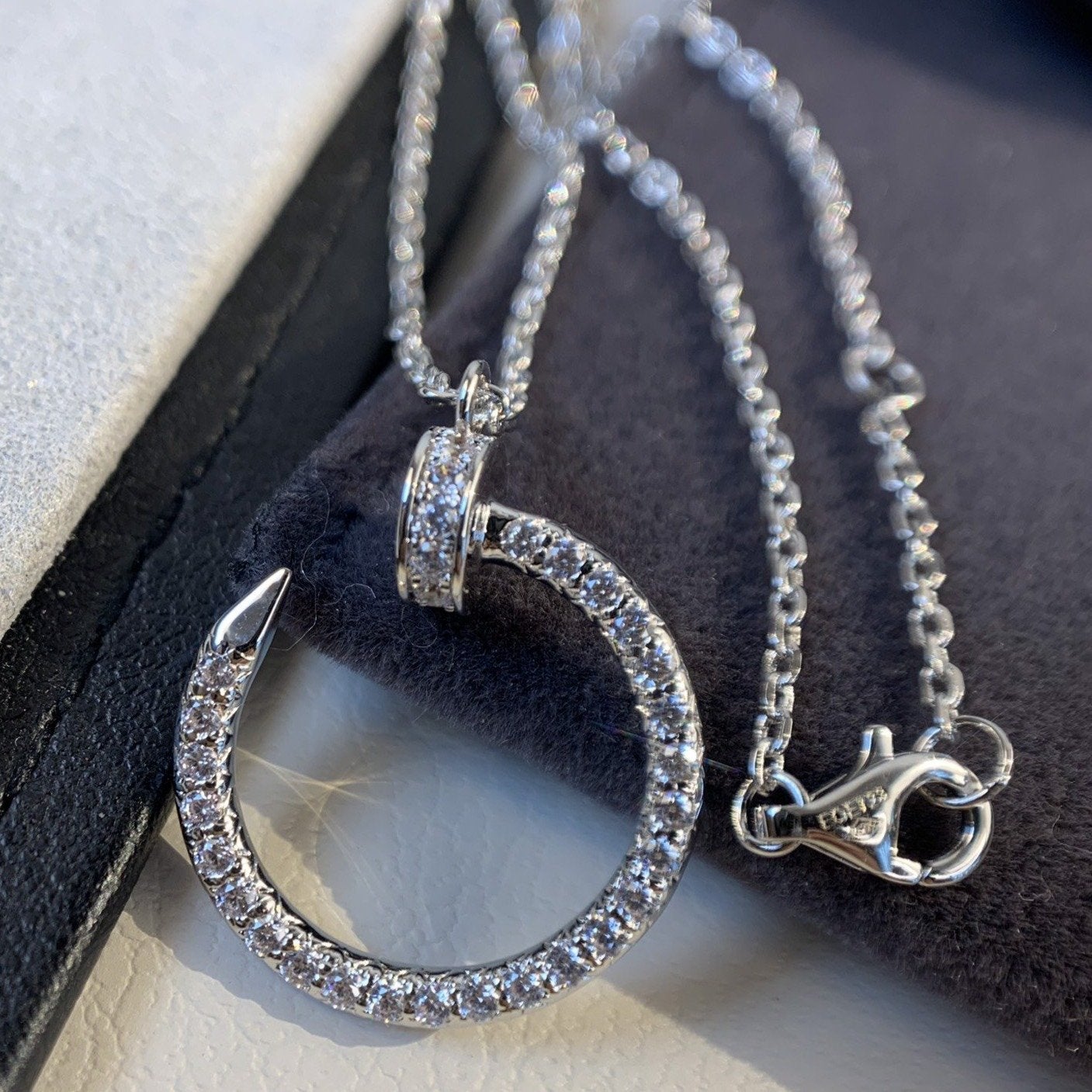 [BLAUE TRÄNEN]JUSTE HALSKETTE SILBER DIAMANTEN 