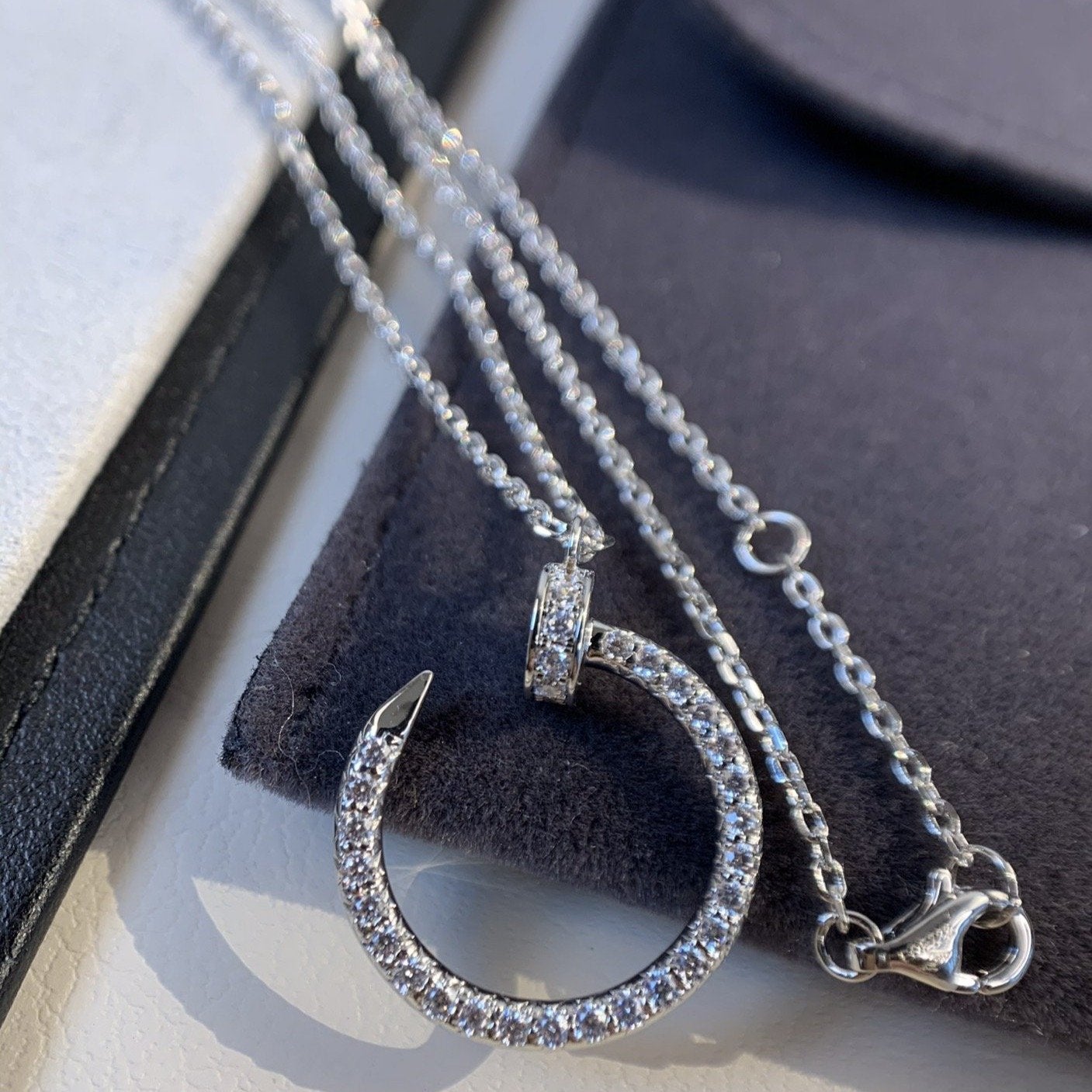 [BLAUE TRÄNEN]JUSTE HALSKETTE SILBER DIAMANTEN 