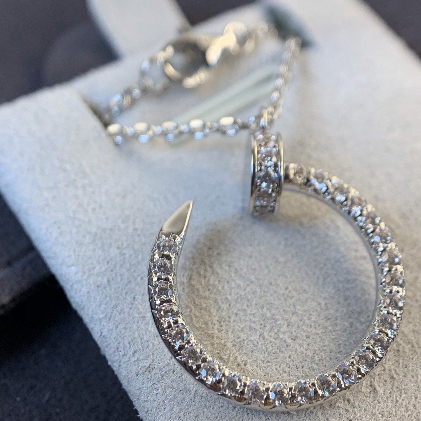 [BLAUE TRÄNEN]JUSTE HALSKETTE SILBER DIAMANTEN 