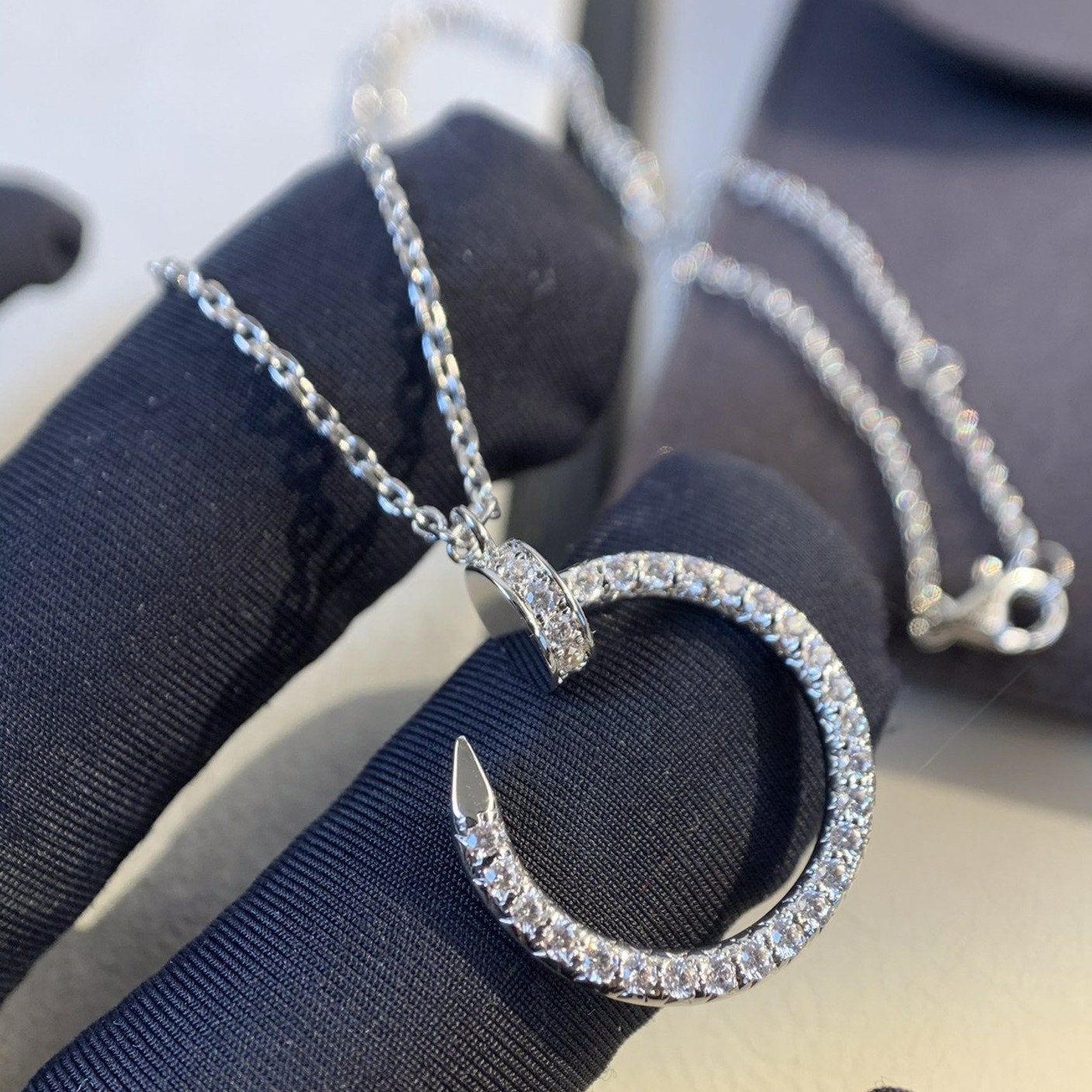 [BLAUE TRÄNEN]JUSTE HALSKETTE SILBER DIAMANTEN 