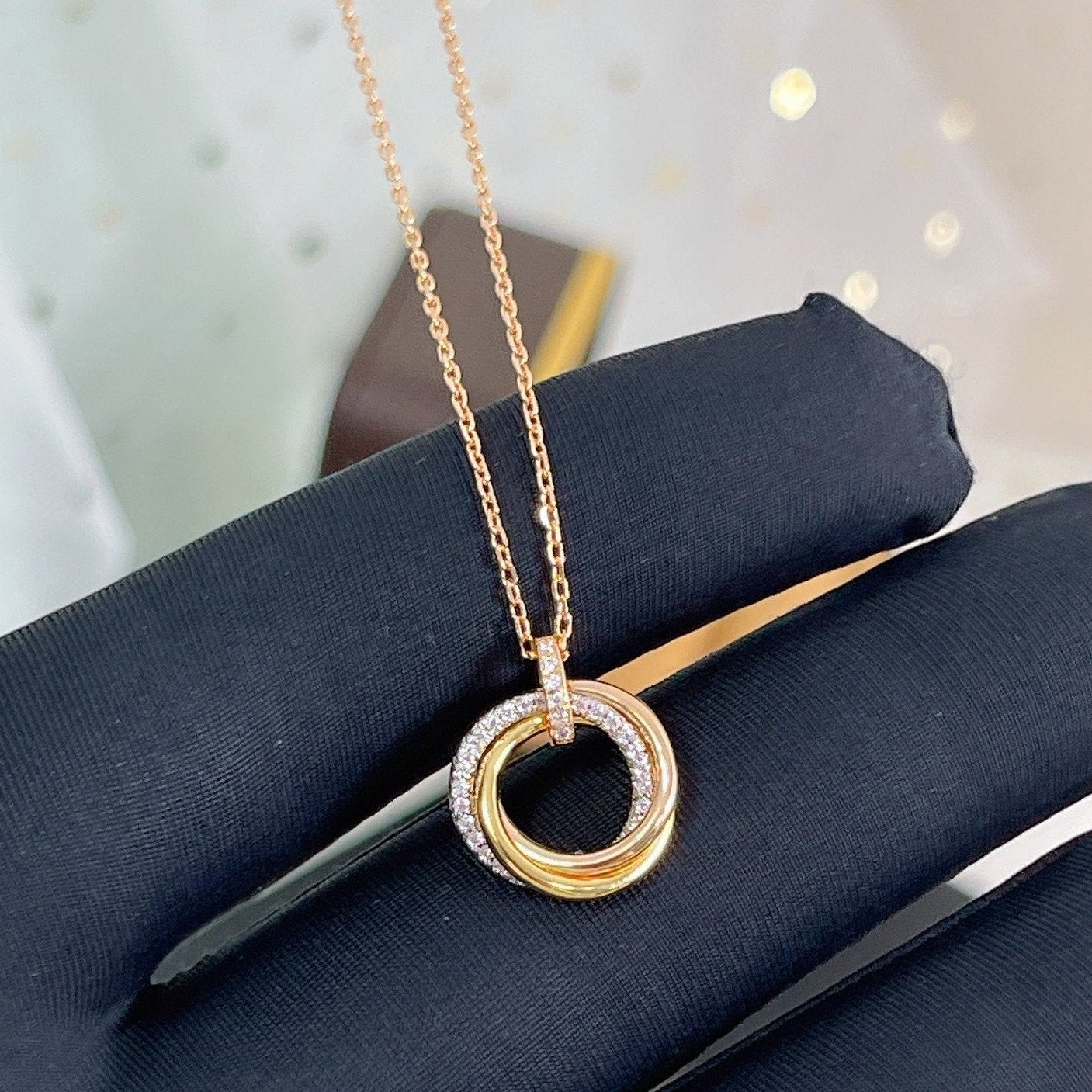 [BLAUE TRÄNEN]TRINITY HALSKETTE SILBER GOLD ROTGOLD DIAMANTEN 