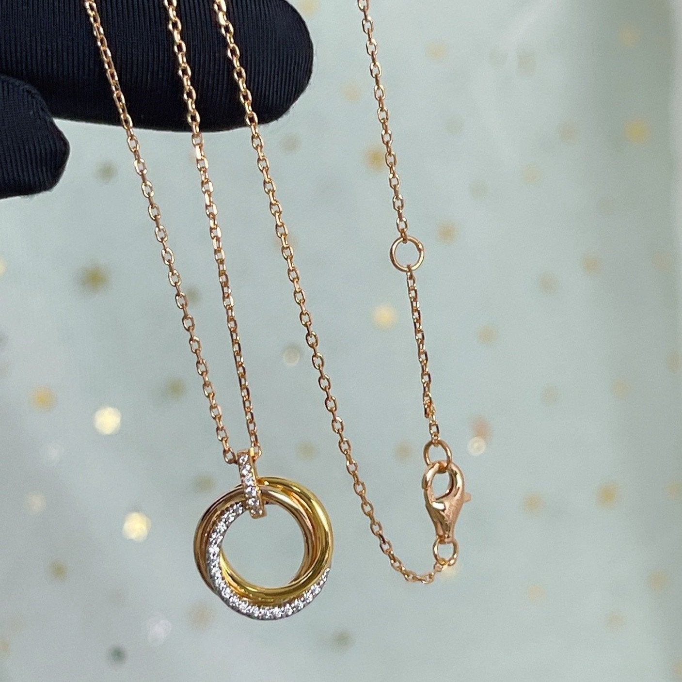 [BLAUE TRÄNEN]TRINITY HALSKETTE SILBER GOLD ROTGOLD DIAMANTEN 