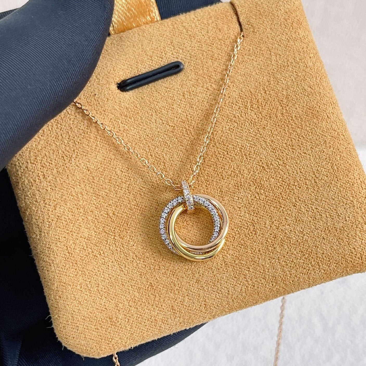 [BLAUE TRÄNEN]TRINITY HALSKETTE SILBER GOLD ROTGOLD DIAMANTEN 