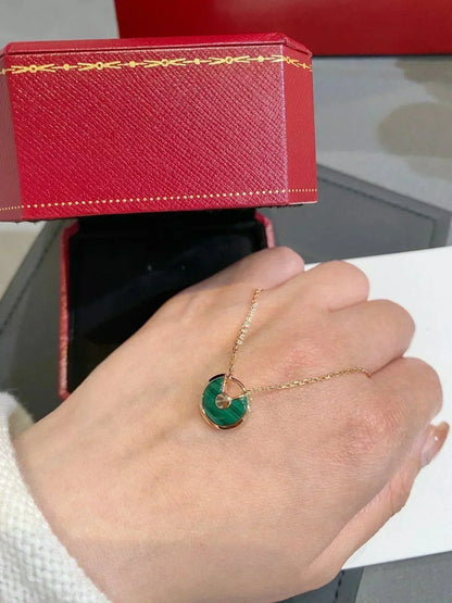 [BLAUE TRÄNEN]AMULETT ROSÉGOLD MALACHIT HALSKETTE