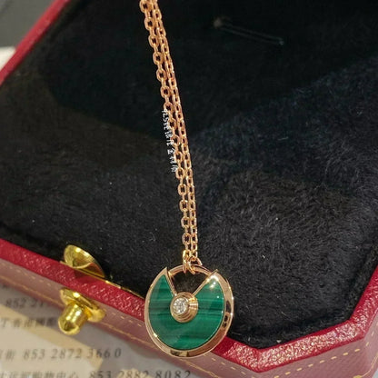 [BLAUE TRÄNEN]AMULETT ROSÉGOLD MALACHIT HALSKETTE