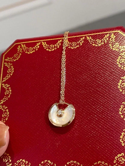 [BLAUE TRÄNEN]AMULETT ROSÉGOLD MOP HALSKETTE