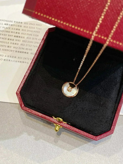 [BLAUE TRÄNEN]AMULETT ROSÉGOLD MOP HALSKETTE