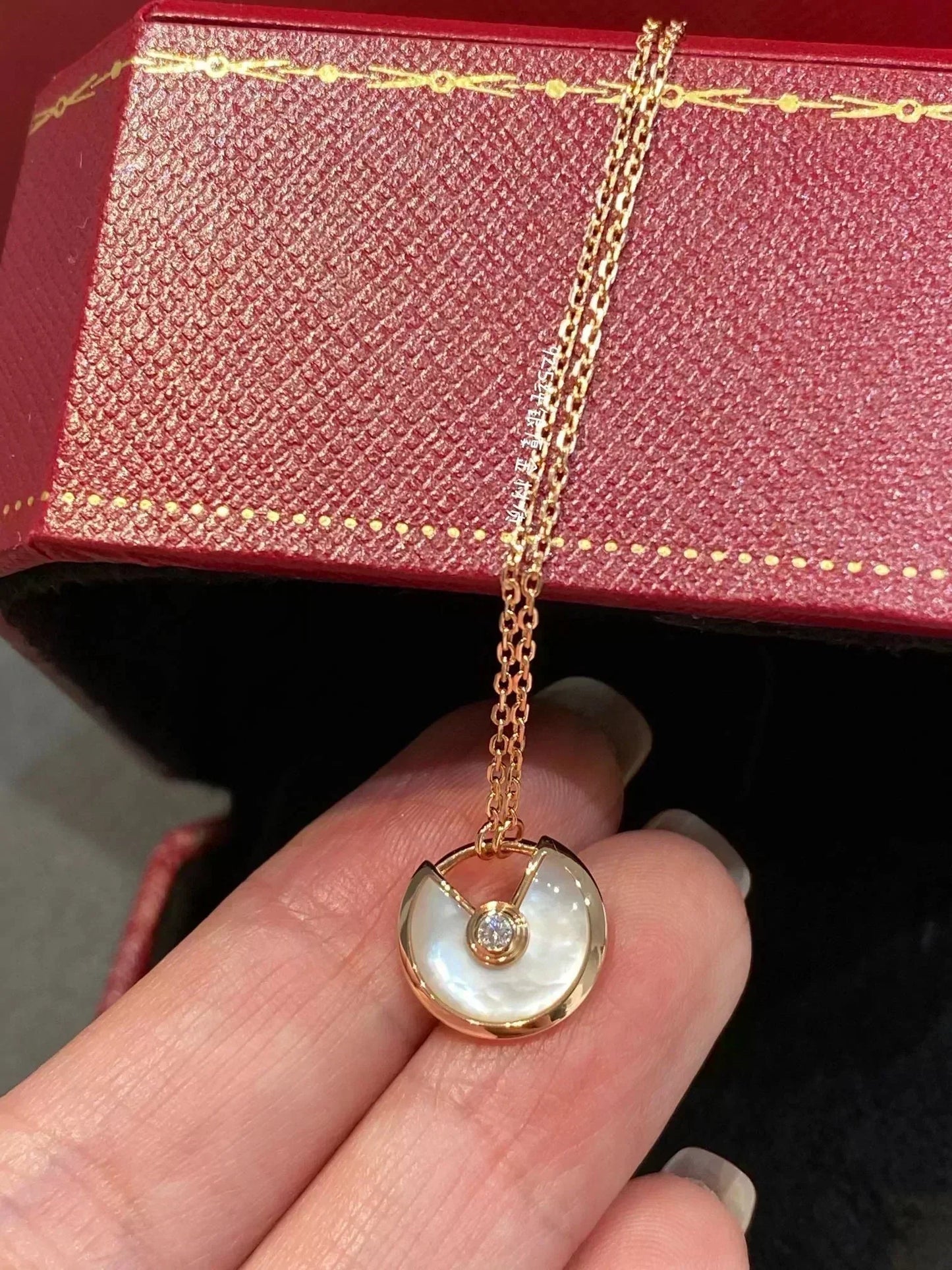 [BLAUE TRÄNEN]AMULETT ROSÉGOLD MOP HALSKETTE