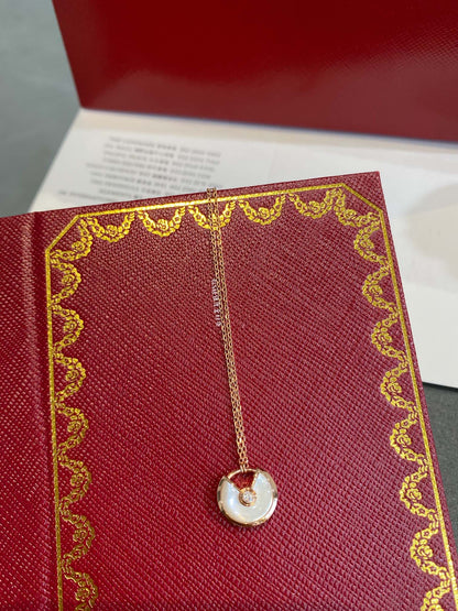 [BLAUE TRÄNEN]AMULETT ROSÉGOLD MOP HALSKETTE