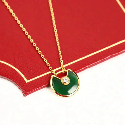 [BLAUE TRÄNEN]AMULETT GOLD MALACHIT HALSKETTE