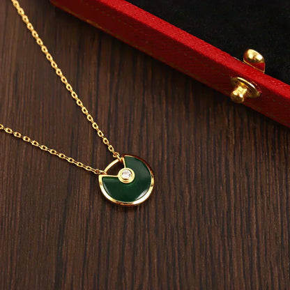 [BLAUE TRÄNEN]AMULETT GOLD MALACHIT HALSKETTE