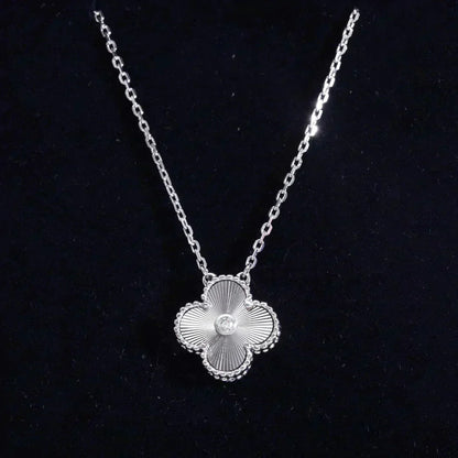 [BLAUE TRÄNEN]CLOVER 15MM DIAMANT LASER HALSKETTE SILBER