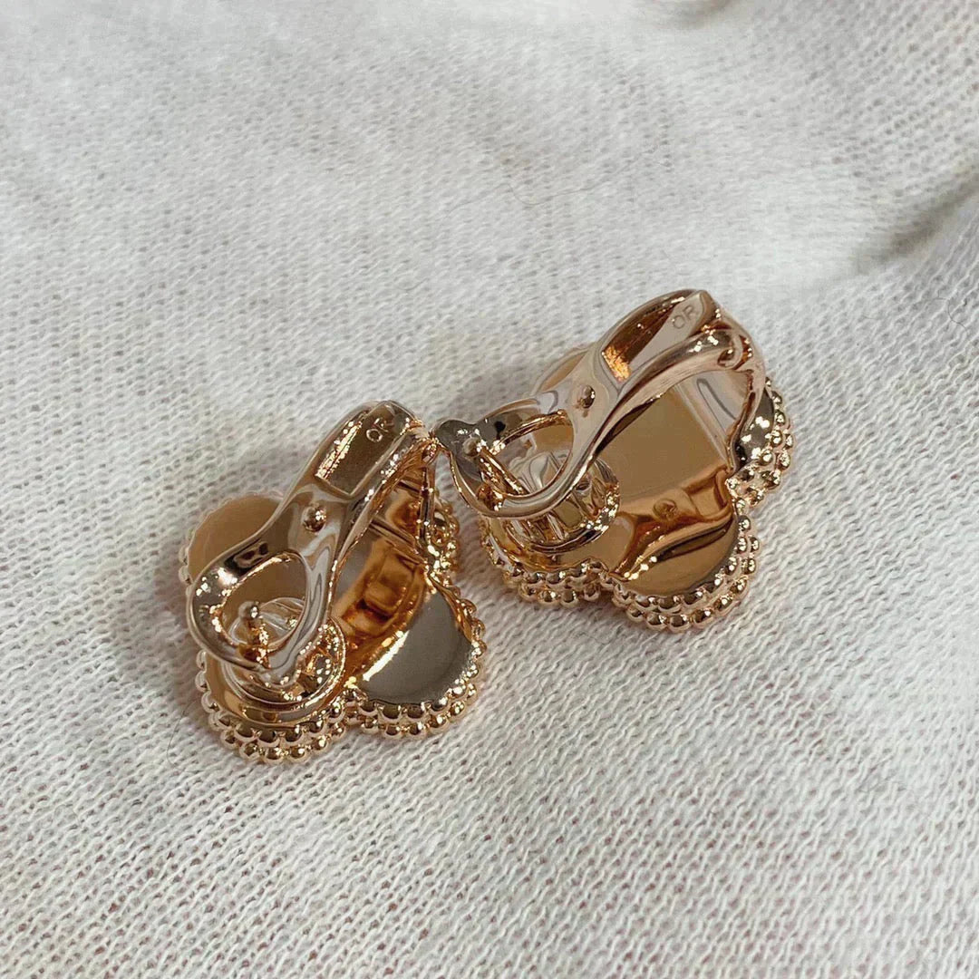 [BLUE TEARS]CLOVER MEDIUM 1 MOTIFS CARNELIAN  DIAMOND earrings