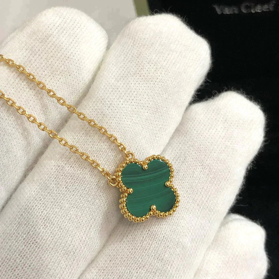 [BLAUE TRÄNEN]CLOVER 15MM MALACHIT EINZELNE BLUMENKETTE