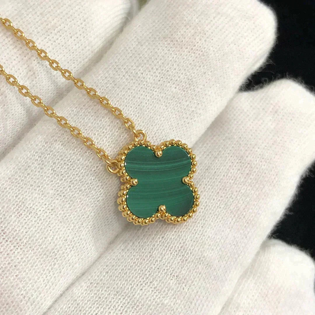 [BLAUE TRÄNEN]CLOVER 15MM MALACHIT EINZELNE BLUMENKETTE