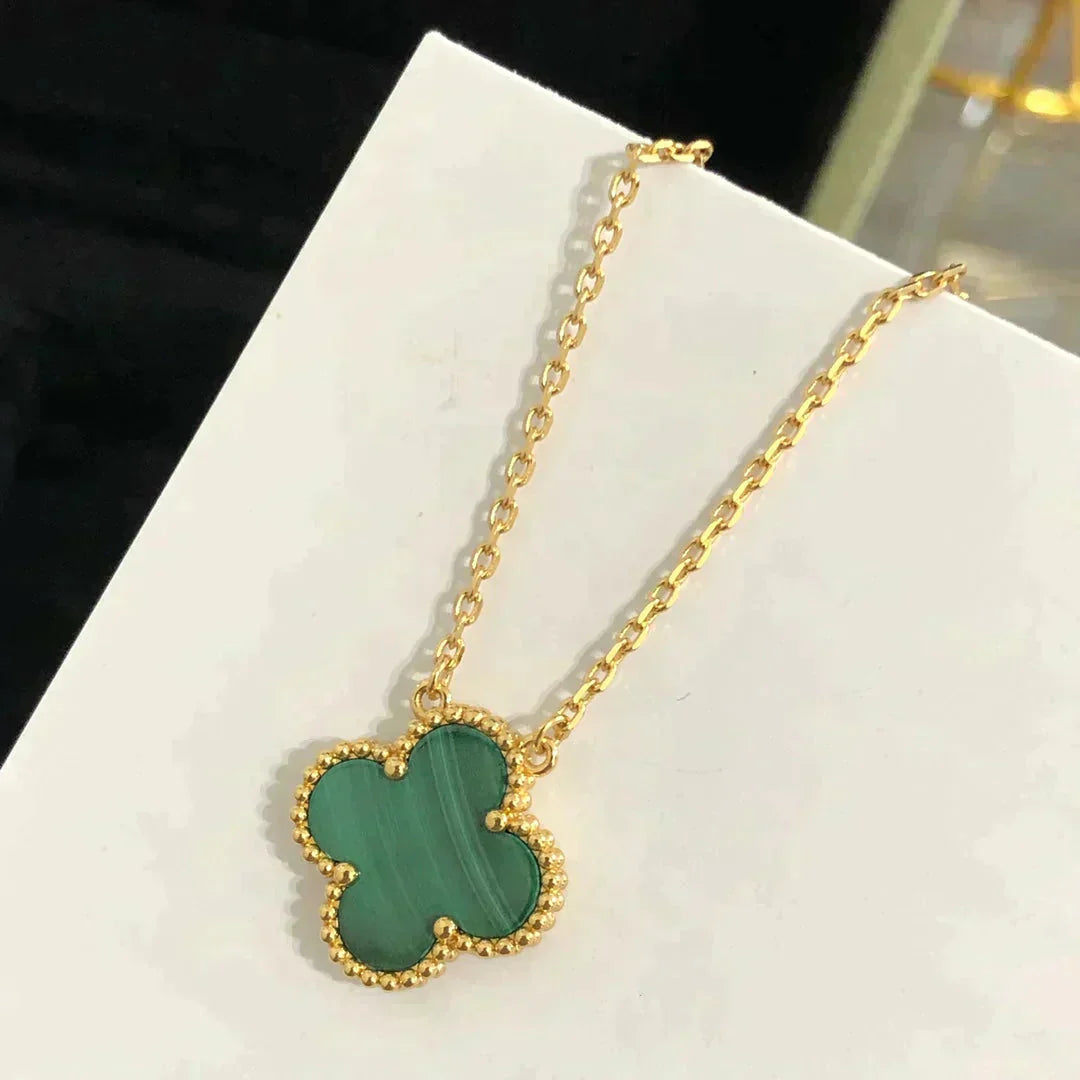 [BLAUE TRÄNEN]CLOVER 15MM MALACHIT EINZELNE BLUMENKETTE