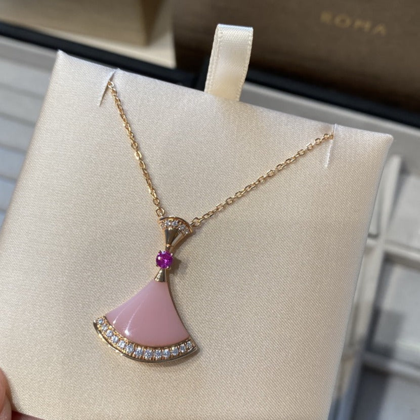 [BLAUE TRÄNEN]TRAUM HALSKETTE ROSA OPAL