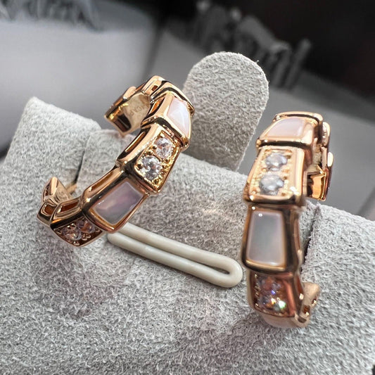 [BLAUE TRÄNEN]SERPENTI MOP ROSA GOLD OHRRINGE