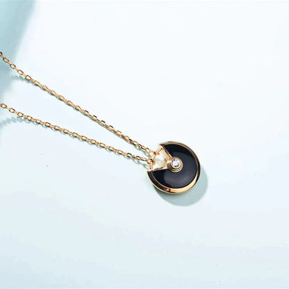 [BLAUE TRÄNEN]AMULETT GOLD KARNEOL ONYX HALSKETTE