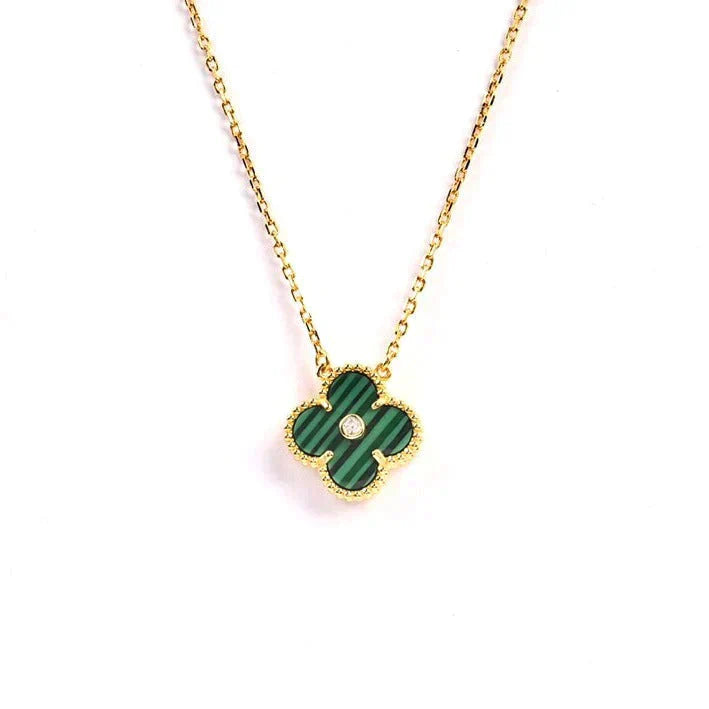 [BLAUE TRÄNEN]CLOVER 15MM DIAMANT-TÜRKIS-HALSKETTE