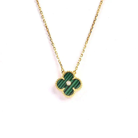 [BLAUE TRÄNEN]CLOVER 15MM DIAMANT-TÜRKIS-HALSKETTE