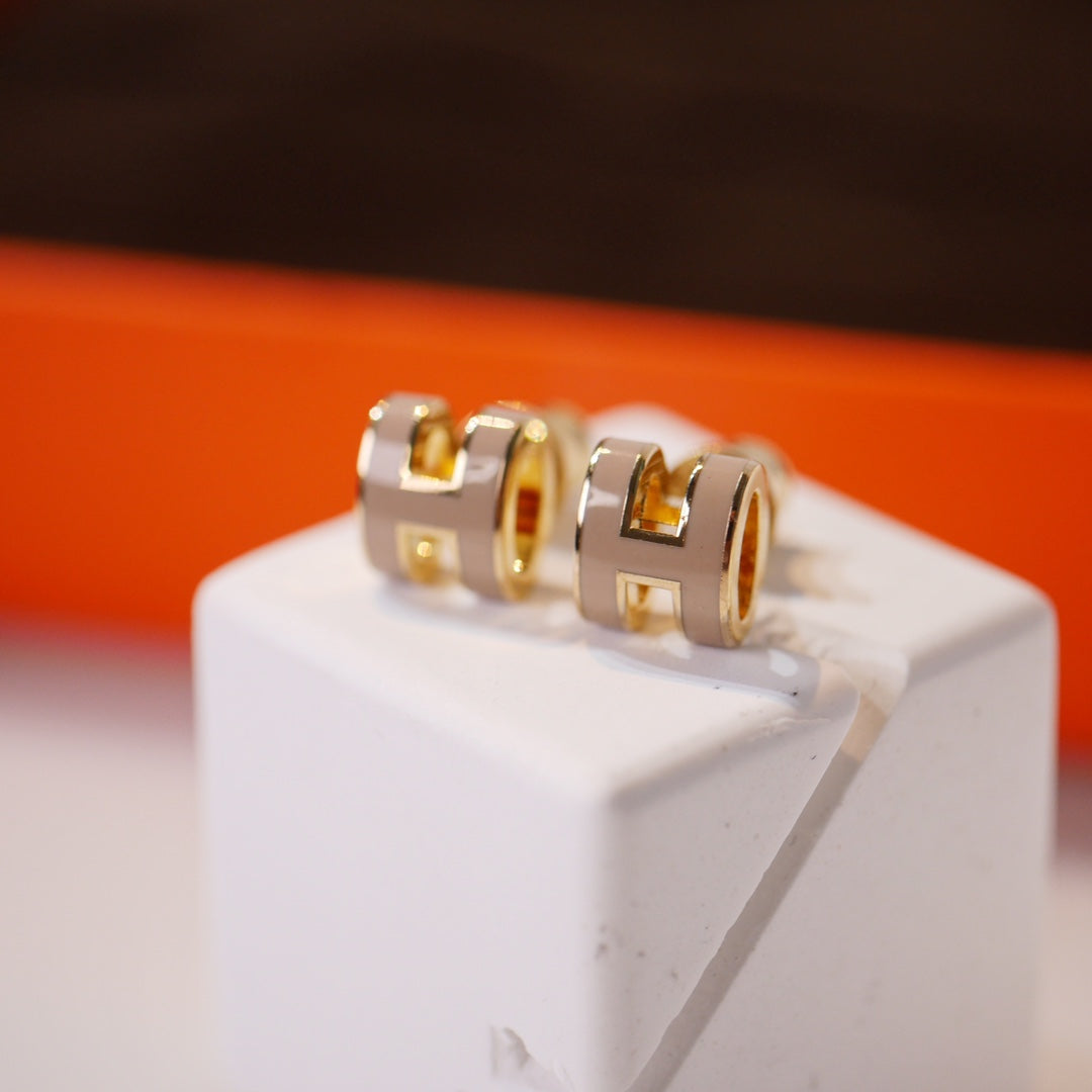 [BLAUE TRÄNEN] MINI POP H GOLD OHRRINGE GRAU