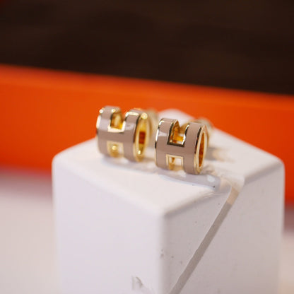 [BLAUE TRÄNEN] MINI POP H GOLD OHRRINGE GRAU
