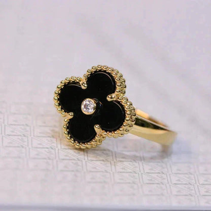 [BLAUE TRÄNEN]KLEE-ONYX-RING GOLD DIAMANT