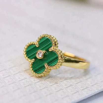 [BLAUE TRÄNEN]KLEE MALACHIT RING GOLD DIAMANT