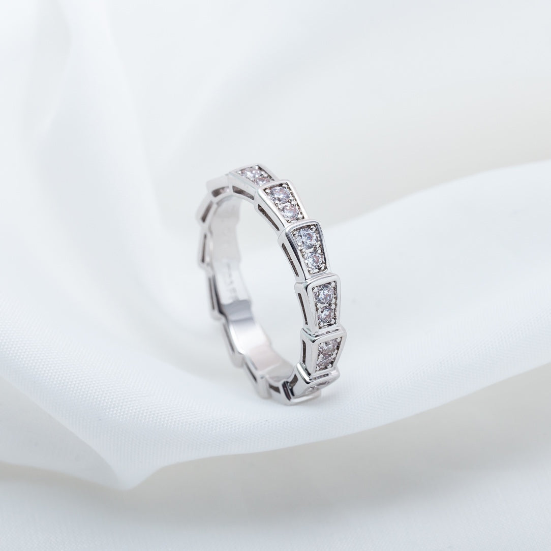 [BLAUE TRÄNEN]SERPENTI RING SILBER DIAMANT GEPAART 3MM