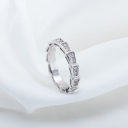 [BLAUE TRÄNEN]SERPENTI RING SILBER DIAMANT GEPAART 3MM