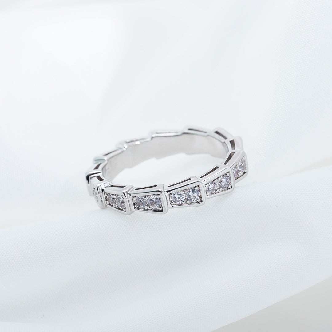 [BLAUE TRÄNEN]SERPENTI RING SILBER DIAMANT GEPAART 3MM