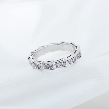 [BLAUE TRÄNEN]SERPENTI RING SILBER DIAMANT GEPAART 3MM