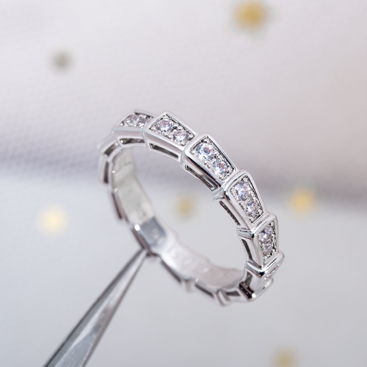[BLAUE TRÄNEN]SERPENTI RING SILBER DIAMANT GEPAART 3MM