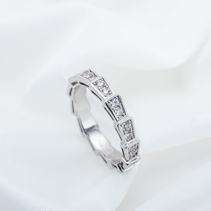 [BLAUE TRÄNEN]SERPENTI RING SILBER DIAMANT GEPAART 3MM